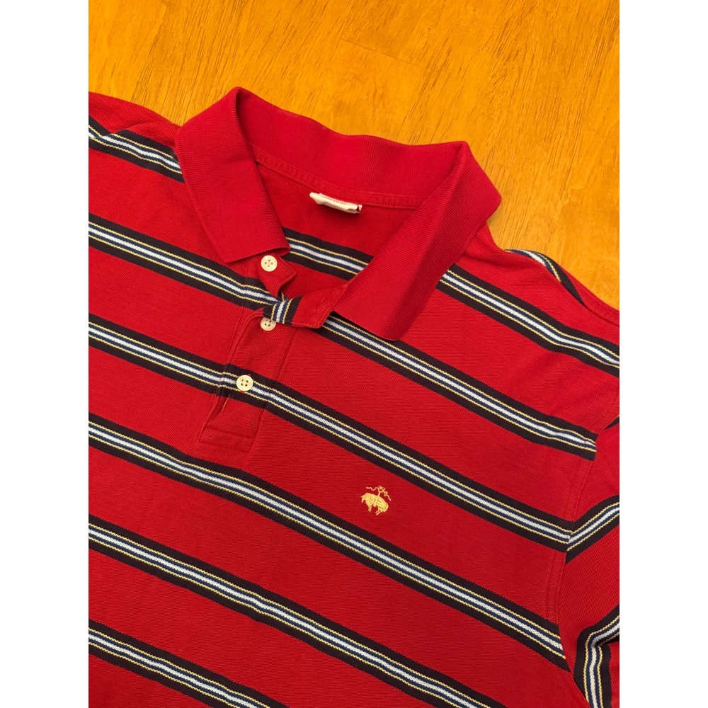 Brooks Brothers Performance Polo Shirt XXL Red Striped Long Sleeve Cotton Mens